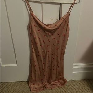 Pink floral silk dress with cowl neck!